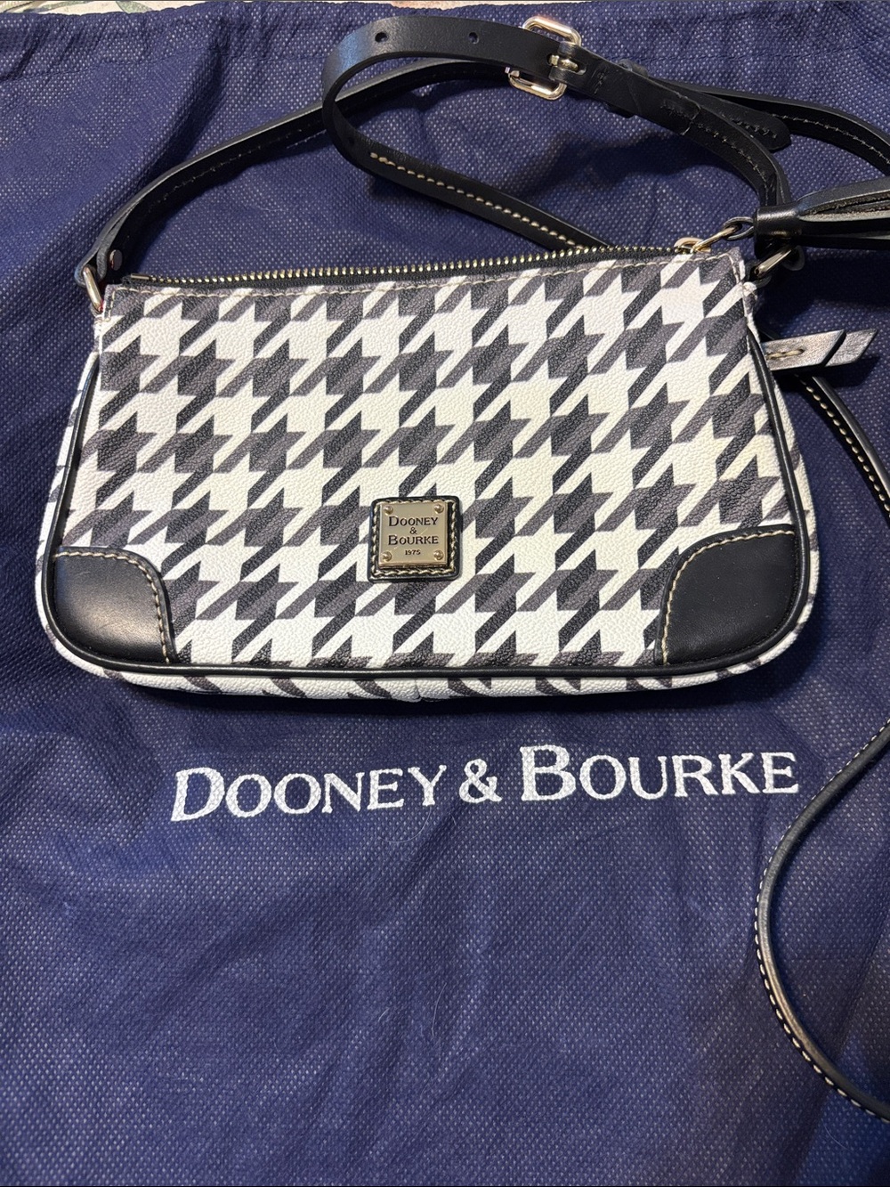 Dooney & Bourke Black and White Houndstooth Crossbody
